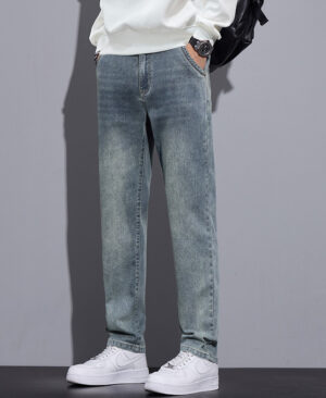 ⁦<h1 class="product_title entry-title">جينز دنيم واسع الساق للرجال بتصميم ستريت ستايل</h1>⁩ - الصورة ⁦5⁩