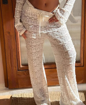 <h1 class="product_title entry-title">Womens Casual Hollow-Out Lace Patchwork Jacquard Knit Pants</h1> - Image 5