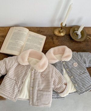 <h1 class="product_title entry-title">Baby Winter Coat Men's And Women's Korean-style Plaid Bear Quilted To Keep Warm Cotton-padded Jacket Thickened Children's Cotton Clothes</h1> - Image 9