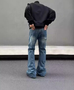 <h1 class="product_title entry-title">Men's American Retro Flame Totem Washed Straight Leg Jeans</h1> - Image 5