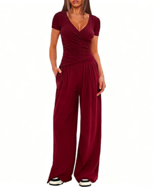 <h1 class="product_title entry-title">Women's Short-sleeve Sportswear And Wide-leg Pants Set</h1> - Image 8