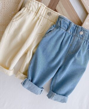 <h1 class="product_title entry-title">Baby Solid Color Casual High Waist Soft Jeans</h1> - Image 5