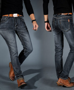 ⁦<h1 class="product_title entry-title">جينز دنيم ضيق للرجال بتمدد، زوج عصري متعدد الاستخدامات بأسلوب كوري مائل للريتر للشباب والمراهقين</h1>⁩ - الصورة ⁦3⁩