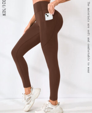 New High-waisted Sexy Slimming Solid-color Leggings For Running And Outdoor Sports - Image 6