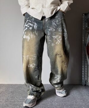 <h1 class="product_title entry-title">Mens Patchwork Design Loose Wide-Leg Draping Straight-Leg Pants Trousers</h1> - Image 6