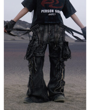 <h1 class="product_title entry-title">Two Detachable And Reconfigurable Crossbody Strap Workwear Denim Jeans</h1> - Image 5