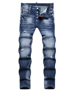 <h1 class="product_title entry-title">Fashionable Trendy Mens Slim-fit Denim Jeans With A Distressed Holey Design</h1> - Image 3