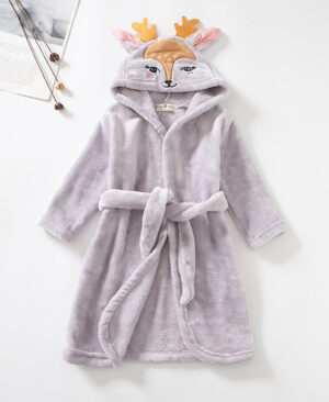 <h1 class="product_title entry-title">Girls Cartoon Hooded Flannel Lace-up Bathrobe</h1> - Image 8
