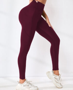 New High-waisted Sexy Slimming Solid-color Leggings For Running And Outdoor Sports - Image 3