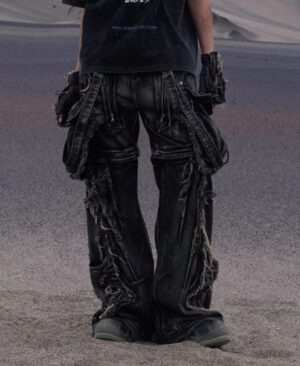 <h1 class="product_title entry-title">Two Detachable And Reconfigurable Crossbody Strap Workwear Denim Jeans</h1> - Image 4