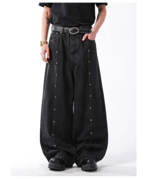 ⁦<h1 class="product_title entry-title">جينز دنيم رجالي بتصميم أمريكي عتيق مع تفاصيل ممزقة وساق مستقيمة مع مسامير وتشطيب مغسول</h1>⁩ - الصورة ⁦7⁩