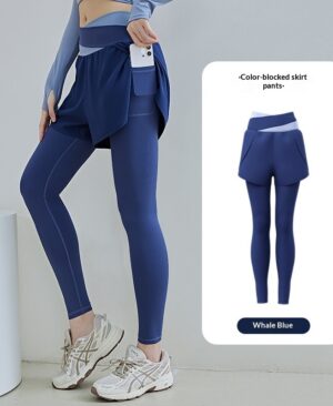 <h1 class="product_title entry-title">New Color-block Faux Two-piece Yoga Pants With Side Pockets</h1> - Image 8