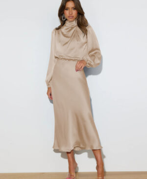 <h1 class="product_title entry-title">Elegant Temperament Long-sleeved Dress Satin Halterneck Formal Evening Dresses Women Clothing</h1> - Image 10