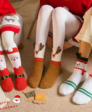 <h1 class="product_title entry-title">Child Christmas Socks Winter No-shedding Cute Elk Elk Santa Claus Snowman Sleeping Floor Coral Fleece Socks</h1> - Image 7