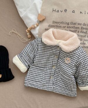 <h1 class="product_title entry-title">Baby Winter Coat Men's And Women's Korean-style Plaid Bear Quilted To Keep Warm Cotton-padded Jacket Thickened Children's Cotton Clothes</h1> - Image 7