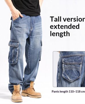 ⁦<h1 class="product_title entry-title">جينز واسع أنيق بحجم زائد مع جيوب متعددة</h1>⁩ - الصورة ⁦5⁩