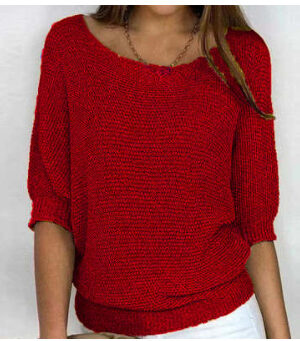 <h1 class="product_title entry-title">Three-quarter Sleeve Pullover Sweater Fashion Solid Color Loose Round Neck Knitted Top For Women Clothing</h1> - Image 10