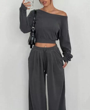 ⁦<h1 class="product_title entry-title">بدلة بنطلون كاجوال نسائية ضيقة بدون أكتاف بلون موحد</h1>⁩ - الصورة ⁦9⁩