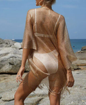 <h1 class="product_title entry-title">Mesh Gold Silver And Silk Beach Transparent Sun Protection Cover</h1> - Image 5