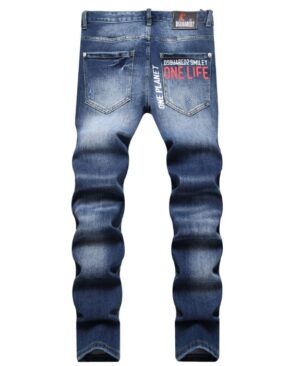 <h1 class="product_title entry-title">Fashionable Trendy Mens Slim-fit Denim Jeans With A Distressed Holey Design</h1> - Image 4