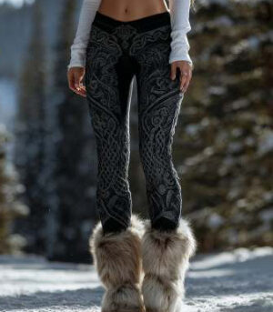 ⁦<h1 class="product_title entry-title">سروال يوغا نسائي بطبعة ريترو مرنة</h1>⁩ - الصورة ⁦3⁩