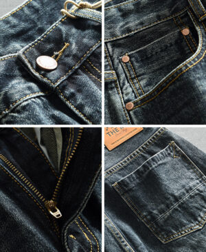 <h1 class="product_title entry-title">Mens Retro Washed Denim Blue Trousers</h1> - Image 4