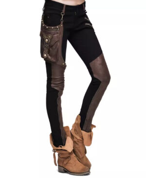 ⁦<h1 class="product_title entry-title">بنطلون قلم بلون موحد بتصميم بونك وغربي للنساء</h1>⁩ - الصورة ⁦5⁩