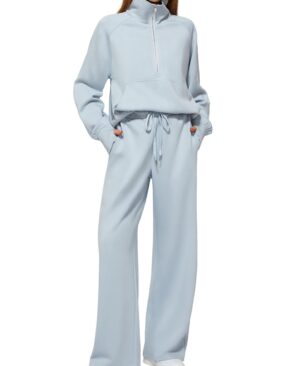 ⁦<h1 class="product_title entry-title">طقم نسائي من سويت شيرت بأكمام طويلة بسحاب نصف و بنطلون واسع، ملابس رياضية كاجوال، بدلة نسائية</h1>⁩ - الصورة ⁦10⁩