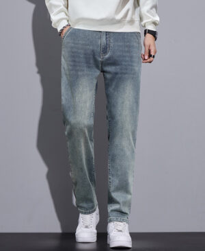 ⁦<h1 class="product_title entry-title">جينز دنيم واسع الساق للرجال بتصميم ستريت ستايل</h1>⁩ - الصورة ⁦6⁩