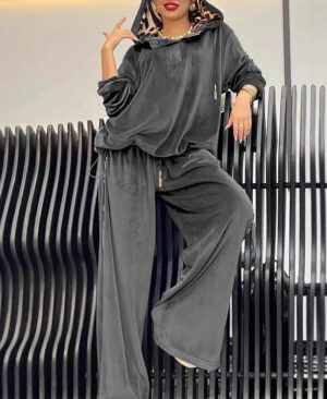 <h1 class="product_title entry-title">Loose Casual Two-piece Suit Leopard Print Hoodie And Pants Suit For Women</h1> - Image 4