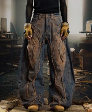 <h1 class="product_title entry-title">Heavy-duty Raw-edged Distressed-style Post-apocalyptic Loose-fit Jeans</h1> - Image 4