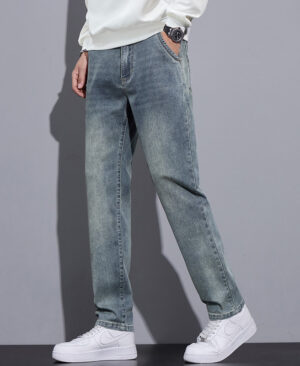 ⁦<h1 class="product_title entry-title">جينز دنيم واسع الساق للرجال بتصميم ستريت ستايل</h1>⁩ - الصورة ⁦4⁩