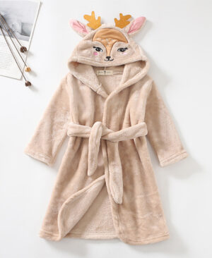 <h1 class="product_title entry-title">Girls Cartoon Hooded Flannel Lace-up Bathrobe</h1> - Image 3