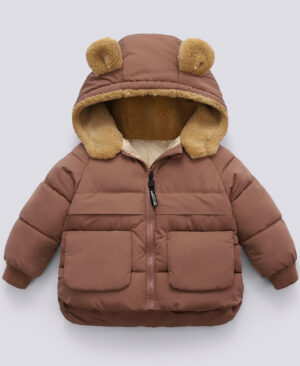 ⁦<h1 class="product_title entry-title">جاكيت دافئ قصير سميك بغطاء رأس للأطفال لفصل الخريف والشتاء</h1>⁩ - الصورة ⁦5⁩