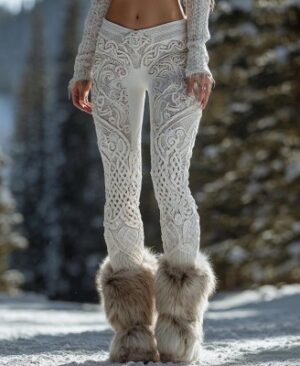 ⁦<h1 class="product_title entry-title">سروال يوغا نسائي بطبعة ريترو مرنة</h1>⁩ - الصورة ⁦4⁩