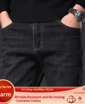 <h1 class="product_title entry-title">Mens New All-Match Thicker High-End Slim-Fit Straight Jeans</h1> - Image 4