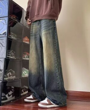 <h1 class="product_title entry-title">Vintage High-street Straight-leg Loose Wide-leg Jeans</h1> - Image 4