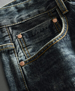 <h1 class="product_title entry-title">Mens Retro Washed Denim Blue Trousers</h1> - Image 6
