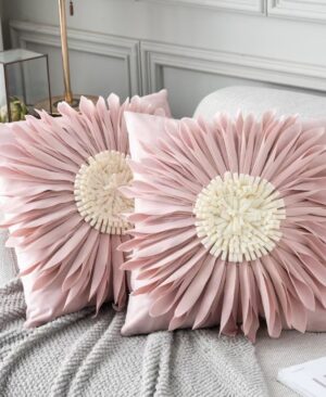 <h1 class="product_title entry-title">Fashion Modern Style White Throw Pillows Velvet Stitching 3D Chrysanthemum Cushion Waist Pillow Blue Cushion Case</h1> - Image 8