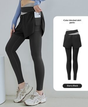 <h1 class="product_title entry-title">New Color-block Faux Two-piece Yoga Pants With Side Pockets</h1> - Image 7
