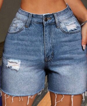 <h1 class="product_title entry-title">Womens High-Elastic Cropped Ripped Denim Shorts For Summer Street Style In Europe And The US</h1> - Image 3
