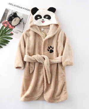 <h1 class="product_title entry-title">Girls Cartoon Hooded Flannel Lace-up Bathrobe</h1> - Image 6