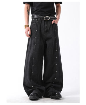 ⁦<h1 class="product_title entry-title">جينز دنيم رجالي بتصميم أمريكي عتيق مع تفاصيل ممزقة وساق مستقيمة مع مسامير وتشطيب مغسول</h1>⁩ - الصورة ⁦4⁩