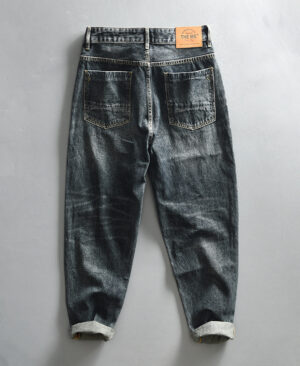 <h1 class="product_title entry-title">Mens Retro Washed Denim Blue Trousers</h1> - Image 3