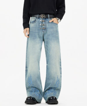 <h1 class="product_title entry-title">American-style Vintage Distressed Loose Straight-leg Bootcut Jeans For Men And Women</h1> - Image 5