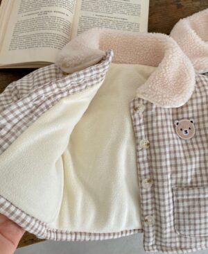 <h1 class="product_title entry-title">Baby Winter Coat Men's And Women's Korean-style Plaid Bear Quilted To Keep Warm Cotton-padded Jacket Thickened Children's Cotton Clothes</h1> - Image 4