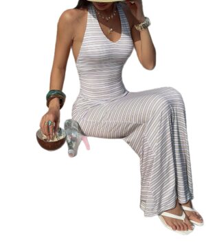 <h1 class="product_title entry-title">Womens Knitted Striped Halterneck Casual Dress</h1> - Image 4