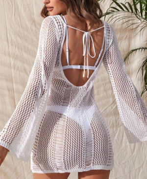 <h1 class="product_title entry-title">Knitted Hollow Backless Sexy Long Sleeve Narrow Bikini Swimsuit Blouse Women</h1> - Image 6