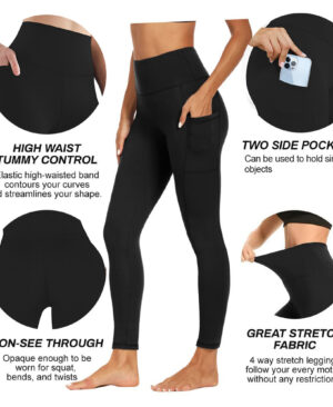 ⁦<h1 class="product_title entry-title">سروال يوغا نسائي ناعم مع تحكم في البطن، مرن وعازل</h1>⁩ - الصورة ⁦9⁩