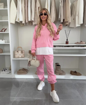 <h1 class="product_title entry-title">Hooded Sweatshirt Suit Loose Long Sleeve False Two-piece Tops And Jogger Sports Trousers Casual Spots Set For Women's Clothing</h1> - Image 5
